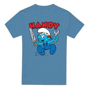 The Smurfs Unisex Adult Handy Smurf T-Shirt / Carolina Blue